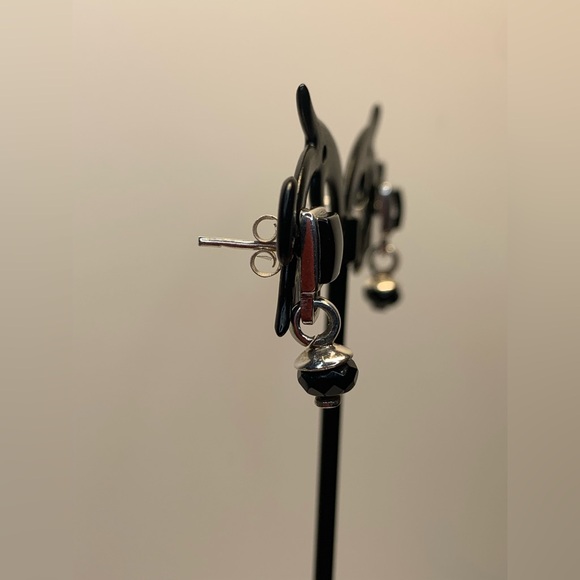 Silpada Rare VHTF Sterling Silver Square Onyx w/Faceted Onyx Bead Post Earrings - Picture 11 of 12